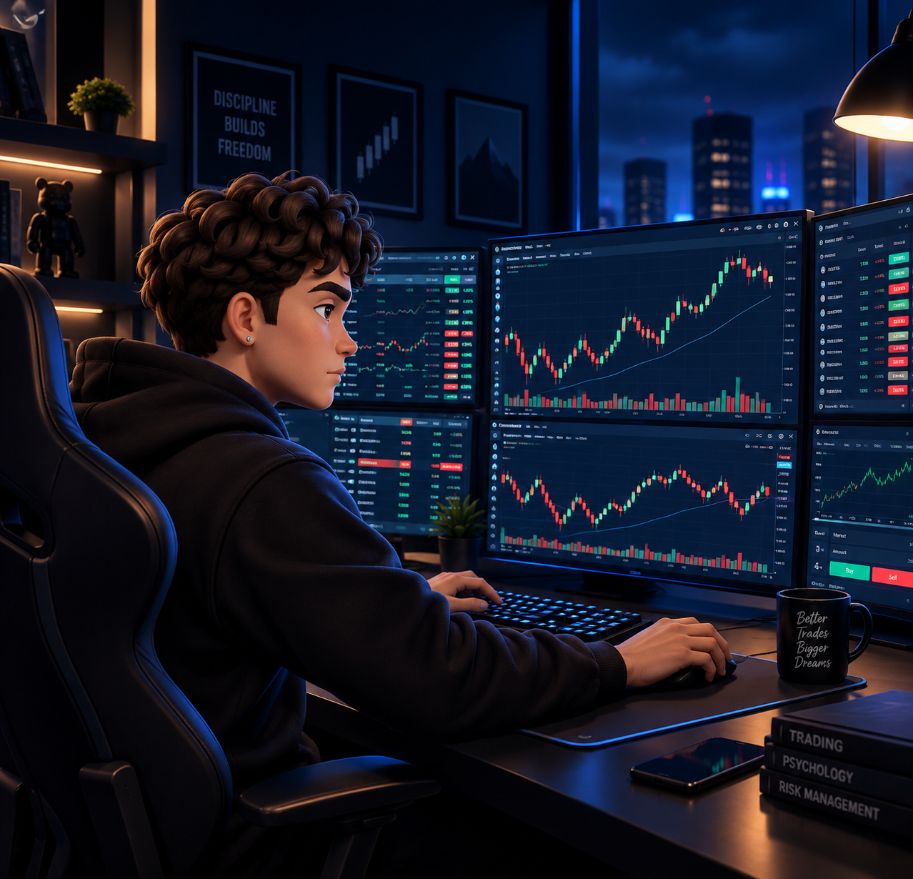 Aiden at the desk
